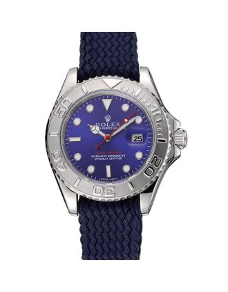Rolex Yacht Master Blue Dial Blue Fabric Bracelet 1453868
