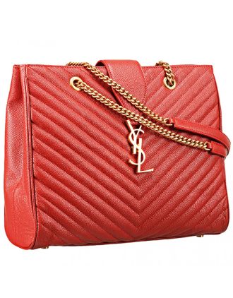 Saint Laurent Classic Monogram Shopping Bag Red 607880