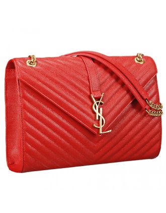 Saint Laurent Classic Monogram Satchel Red 607884