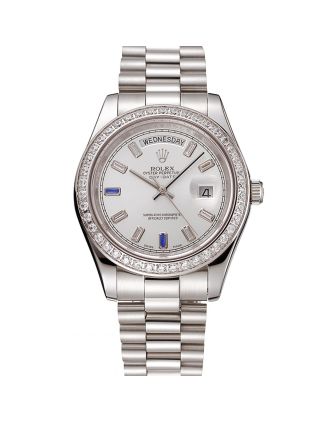 Swiss Rolex Day-Date Diamonds Bezel Staineless Steel Bracelet 1454109
