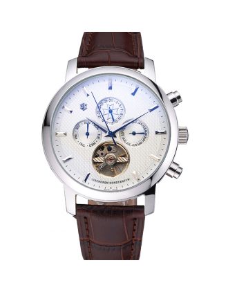 Vacheron Constantin Patrimony Traditionnelle Silver Case Brown Leather Strap 622304