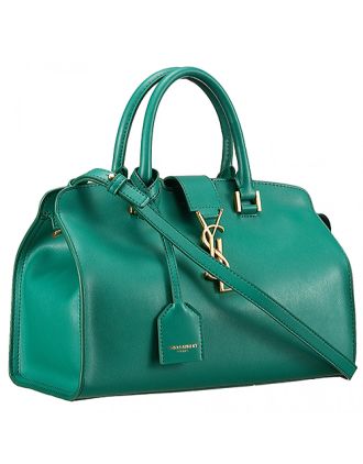 Saint Laurent Monogram Cabas Small Leather Bag Green