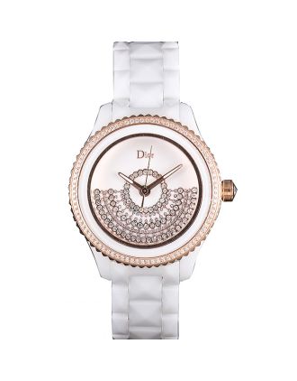 Dior VIII Grand Bal Rose Gold Bezel White Bracelet cd07 621360