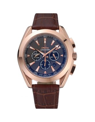 Omega Seamaster Aqua Terra Chronograph Teak-Black Dial Brown Leather Bracelet 622531