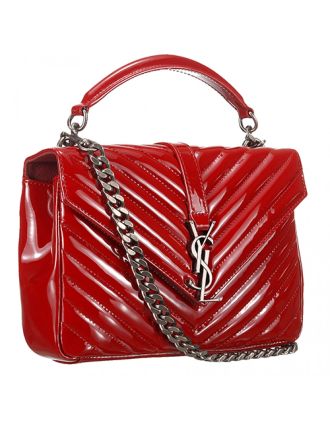 Saint Laurent College Monogram Patent Leather Medium Dark Red Bag 18927011