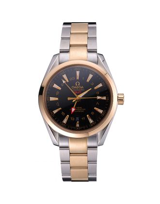 Omega Seamaster Planet Ocean GMT Black Dial Two Tone Band 622396