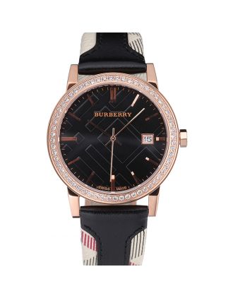 Burberry The City Classic Diamonds Case Black Dial Black Bracelet 622569