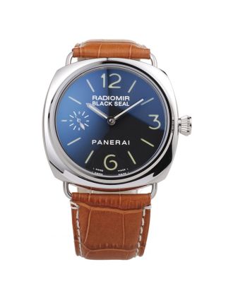 Panerai Radiomir Polished Stainless Steel Case Black Dial Brown Leather Strap 98141