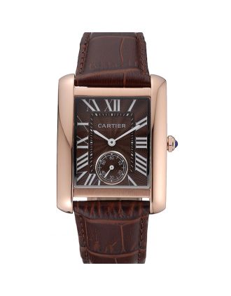 Cartier Tank MC Gold Case Brown Dial Brown Leather Strap 622175