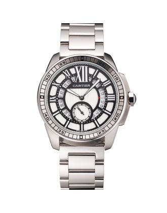 Cartier Calibre De Cartier Small Seconds Black And White Dial Stainless Steel Case And Bracelet