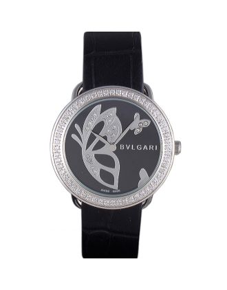Bvlgari ZERO1 Butterfly Motif Black Leather Band Black Dial 621578