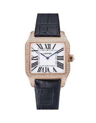 Cartier Santos 100 Diamond Rose Gold Bezel 621925