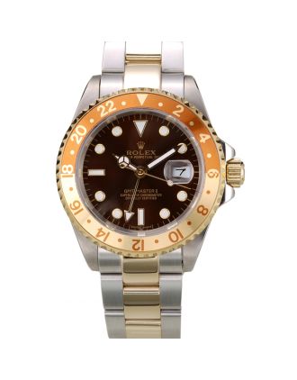 Rolex GMT Master II Gold Colored Ceramic Bezel Brown Dial Watch