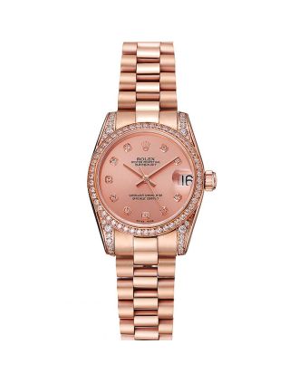 Swiss Rolex DateJust Rose Gold Dial Diamond Case Rose Gold Bracelet 1453977