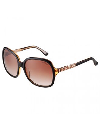 Hermes Large Oversized Brown Frame Sunglasses with Metallic Logo 308103