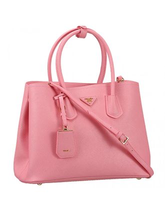 Prada Saffiano Double Tote Pink