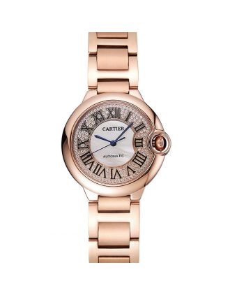 Swiss Cartier Ballon Bleu 40 MM Diamond Dial Rose Gold Bracelet 1453883