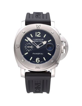 Panerai Luminor Brushed Stainless Steel Case Black Dial Black Rubber Strap 98165