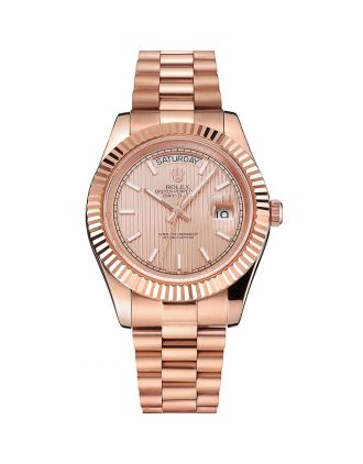 Swiss Rolex Day Date 40 Rose Gold Etched Dial Rose Gold Case And Bracelet