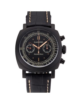 Swiss Panerai Radiomir 1940 Chronograph Black Dial Black Ionized Case Black Leather Strap