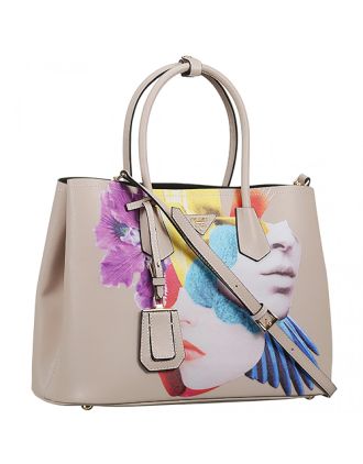Prada Saffiano Double Tote Collage Print Light Pink Bag 18927289
