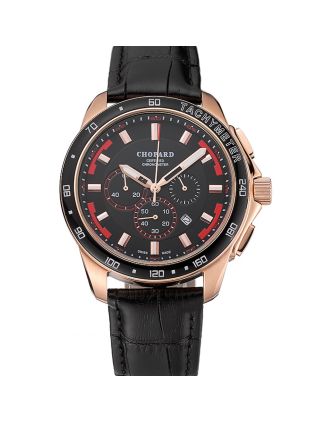 Chopard Mille Miglia GTS Black Dial Gold Case Black Leather Bracelet 1454001