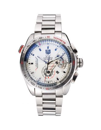 Tag Heuer Carrera Tachymeter Bezel White Dial Stainless Steel Strap