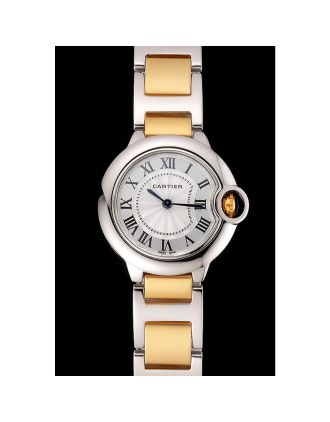 Cartier Ballon Bleu 30mm White Dial Stainless Steel Case Two Tone Bracelet