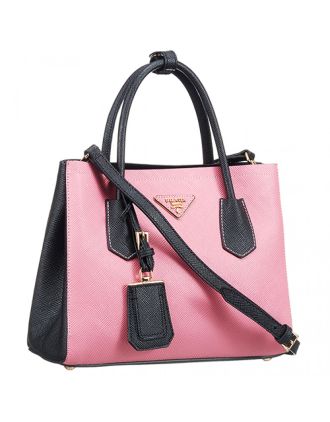 Prada Medium Bicolor Pink And Black Leather Satchel 18927301