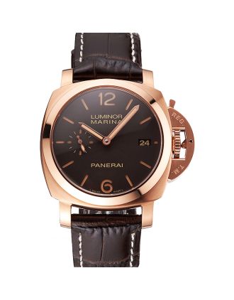 Swiss Panerai Luminor Marina 1950 3 Days Oro Rosso Brown Dial Rose Gold Case Brown Leather Strap