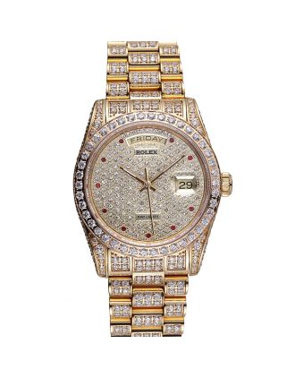Swiss Rolex Day-Date Diamonds Yellow Gold-srl185 621615