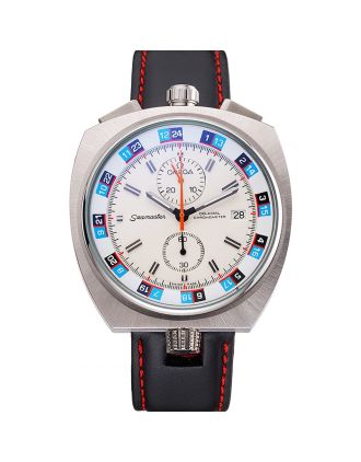 Omega Seamaster Bullhead White Dial Stainless Steel Case Black Leather Strap 622825