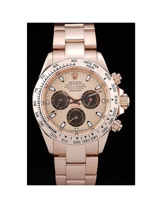Rolex Daytona Rose Gold Plated Stainless Steel Bezel Rose Gold Dial