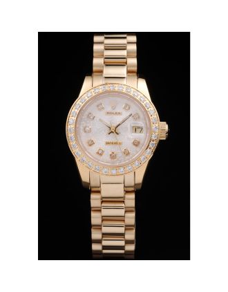 Rolex Datejust 18k Yellow Gold Plated Stainless Steel Diamond Plated 98076