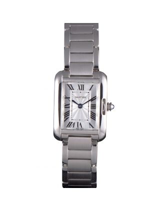 Cartier Tank Anglaise 23mm Silver Dial Stainless Steel Case And Bracelet