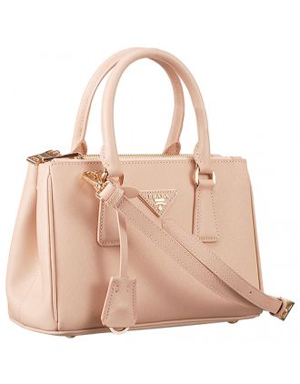 Prada Saffiano Mini Double Zip Tote Beige