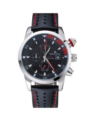 Maurice Lacroix Pontos S Supercharged Black And Red Dial Black Leather Bracelet 1454222