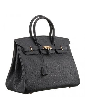 Hermes Birkin 35 Black Ostrich Leather 607482