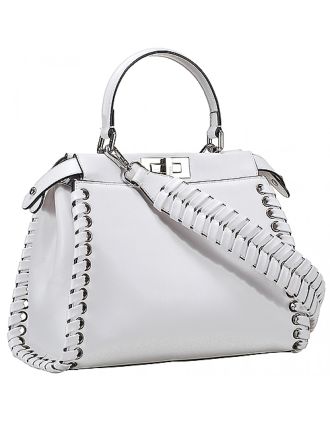 Fendi Peekaboo Whipstitch White Leather Bag 18927311