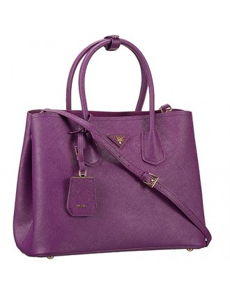 Prada Saffiano Double Tote Purple