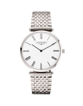 Swiss Longines Grande Classique White Dial Roman Numerals Stainless Steel Case And Bracelet