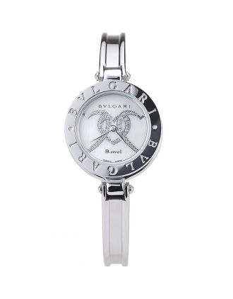 Bvlgari B.ZERO1 24mm White Hearts Dial Steel Case Black Bezel Steel Bracelet