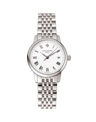 Patek Philippe Calatrava Ladies White Dial Stainless Steel Case And Bracelet 1453834
