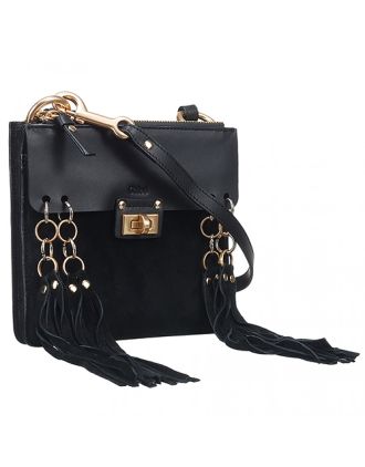 Chloe Jane Tassel Trim Black Crossbody Bag 18927071