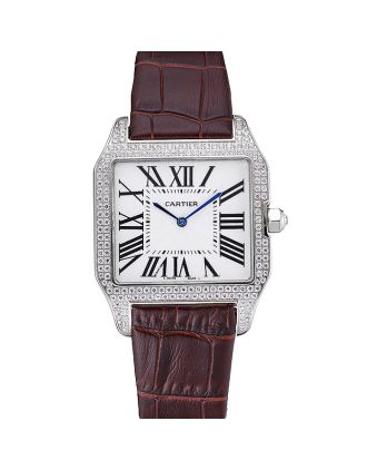Cartier Santos 100 Diamond Silver Bezel 621926