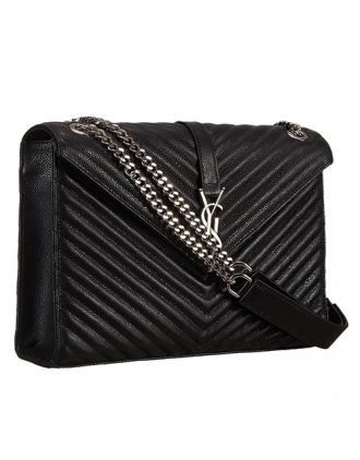 Saint Laurent Black Monogramme Quilted Textured Shoulder Bag 18926836