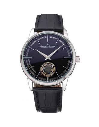 Jaeger-LeCoultre Master Flying Tourbillon Black Dial Stainless Steel Case Black Leather Strap 622777
