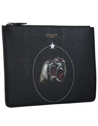Givenchy Monkey Brothers Printed Black Leather Pouch 18927351