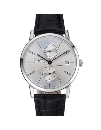 Piaget Altiplano Date Silver Dial Stainless Steel Case Black Leather Strap