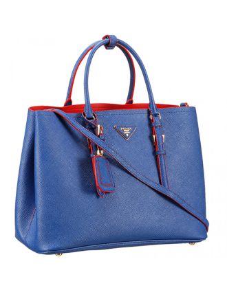 Prada Saffiano Double Tote Blue